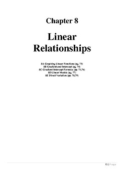 Preview of Mathematics Standard Linear Relationships Booklet