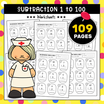 Preview of 2 Digit Subtraction 1-100, Basic Math Facts, Subtraction to One Hundred for Kids