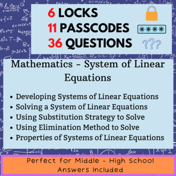 Preview of Mathematics - Systems of Linear Equations - Escape Room