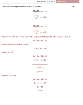 Preview of Mathematics Test Grade 8/9/10 - Inequalities, Algebraic Simplification, Trig