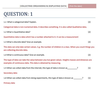 Preview of Mathematics Test on Statistics