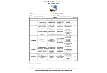 Preview of Mathematics Word Problem Rubric