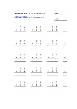 Preview of Mathematics Worksheet Maker on Excel 100% EDITABLE Easy to use ADDITION sums