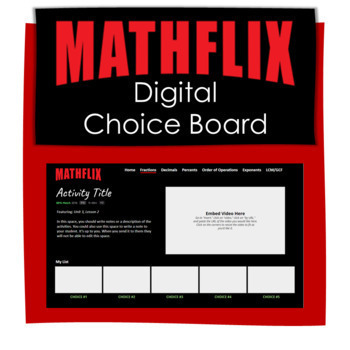 Preview of Mathflix Digital Menu Choice Board