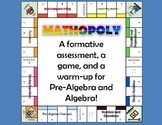 Formative Warm-Up Problems for Algebra, Semester 1, Weeks 1-4