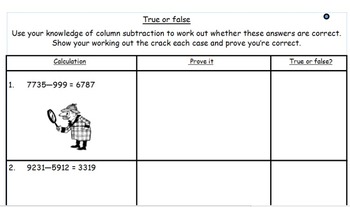 Preview of Maths Detectives Subtraction "Spot the mistakes" differentiated
