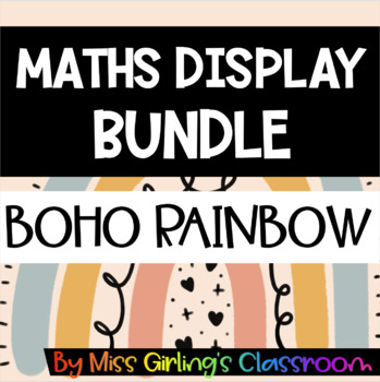 Preview of Maths Displays BUNDLE - Boho Rainbow