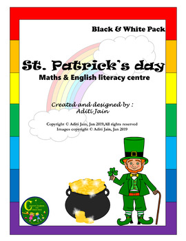 Preview of Maths & English -NO PREP St. Patrick's day-Black&White