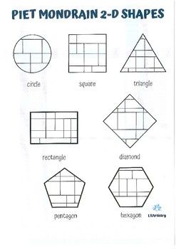 Preview of Maths Meets Art: Piet Mondrian-Inspired 2D Shapes Colouring Worksheet