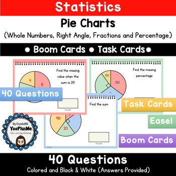Preview of Maths : Pie Charts Boom Cards and Task Cards
