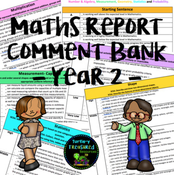 Preview of Maths Report Comment Bank - Year 2
