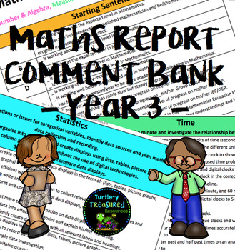 Preview of Maths Report Comment Bank - Year 3