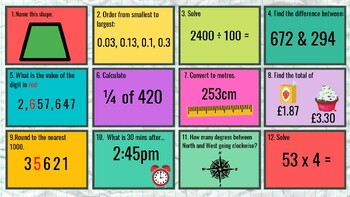 Preview of Maths Revision Starters