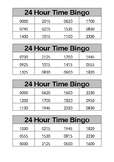 Maths Stage 3 24 hour time Bingo cards. FULL CLASS SET