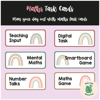 Preview of Maths Task Cards (Boho Rainbow) - Organise your maths groups!