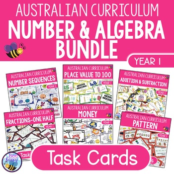 Preview of Maths Task Cards Bundle Australian Curriculum Year 1