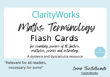 Preview of Maths Terminology Flashcards: Rounding, Powers of Ten, Factors, Estimating