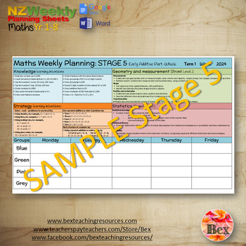 maths weekly planning sheets nz numeracy year 0 8 by bex tpt