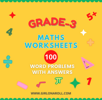 Preview of Maths Word Problems (100 questions & solutions): Grade 3