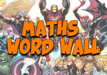 Preview of Maths Word Wall - Marvel Superhero Themed