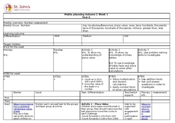 Preview of Maths Year 6/ 5th Grade Number Assessment planning