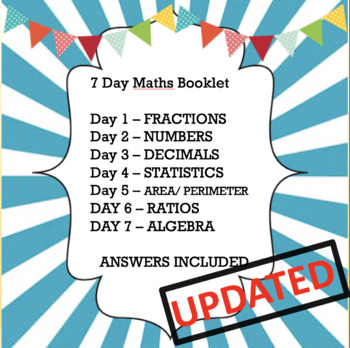 Preview of Maths at home - 7 day maths booklet