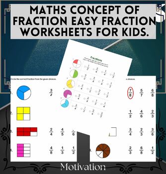 Maths concept of fraction Easy fraction worksheets for kids. | TPT