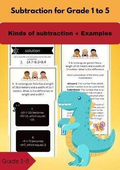 Preview of Maths define subtraction, how to solve subtraction for grade 1 to 5
