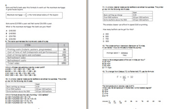 Maths Multiple Choice Questions. Problem Solving L2 With Answers