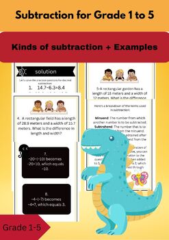 Preview of Maths subtraction  grade 1-5