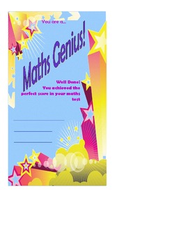 Preview of Maths test mini certificates