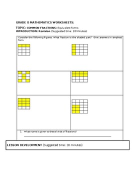 Preview of Common fractions worksheets (editable and fillable resource)