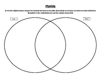 Matilda Book and Movie Venn Diagram by Learning With Loomis | TPT