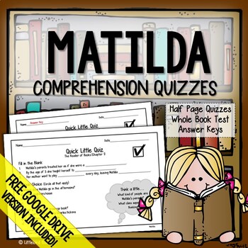 Preview of Matilda Comprehension Questions (Matilda Novel Study) Matilda Book Study