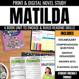 Matilda Novel Study Unit: Book Study w/ Comprehension & Vo