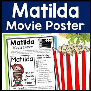 Preview of Matilda Project | Create a Movie Poster | Matilda Book Report Activity
