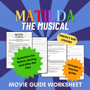 Preview of Matilda the Musical Movie Guide Worksheet