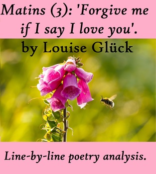 Preview of Matins (3) 'Forgive me if I say I love you'. Louise Glück Poetry Analysis