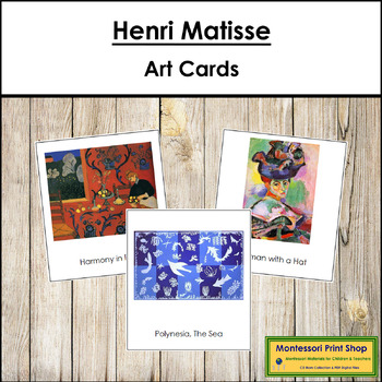 Preview of Henri Matisse 3-Part Art Cards - Famous Artist - Montessori