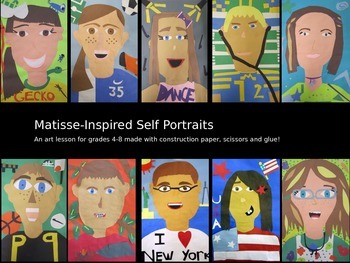 Preview of Matisse Inspired Paper Self-Portait Collage Project Art Lesson