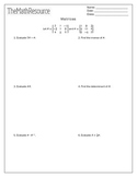 Matrices Calculator Practice - Worksheet