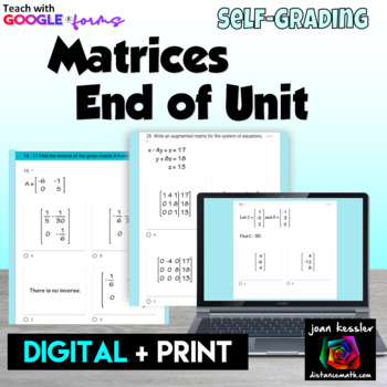 Preview of Matrices End of Unit Self Checking Digital Assignment plus Print Version
