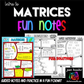Preview of Matrices Intro FUN Notes Doodle Pages plus Practice