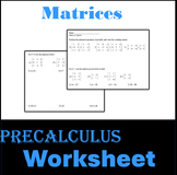 Operations with Matrices Worksheet -Editable