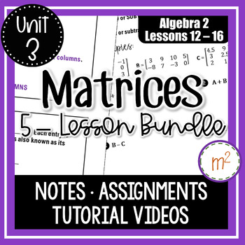 Preview of Matrices Lessons Bundle - Algebra 2 Curriculum