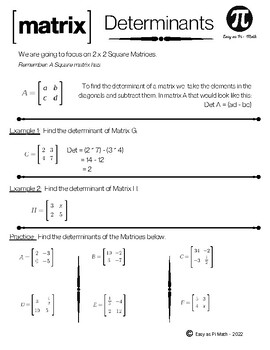 Preview of Matrix Determinants Guided Notes