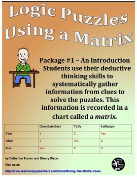 Math Logic Puzzles Using A Matrix Chart Package 1 Tpt