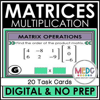 Preview of Matrix Multiplication Activity