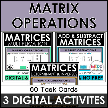 Preview of Matrix Activity Add Subtract Multiply Matrices Find Inverse and Determinant