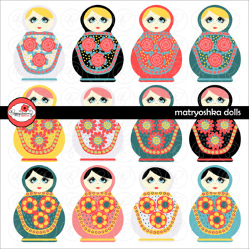 Preview of Matryoshka Dolls Clipart by Poppydreamz Russian Nesting Kukla Dolls